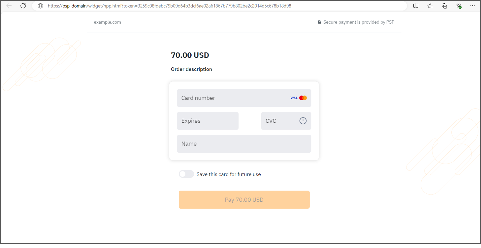 Payment page on GoldCharge domain